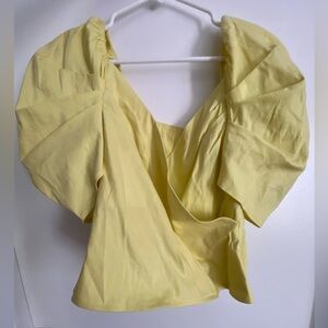 Leith Yellow Princess Puff Sleeve Blouse Woman’s Size Small
